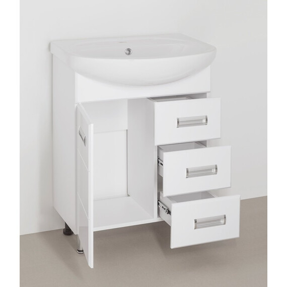 ТУМБА С РАКОВИНОЙ STYLE LINE ИРИС 65 (3 ЯЩ.) ПОД УМЫВАЛЬНИК СТЕЛЛА 65