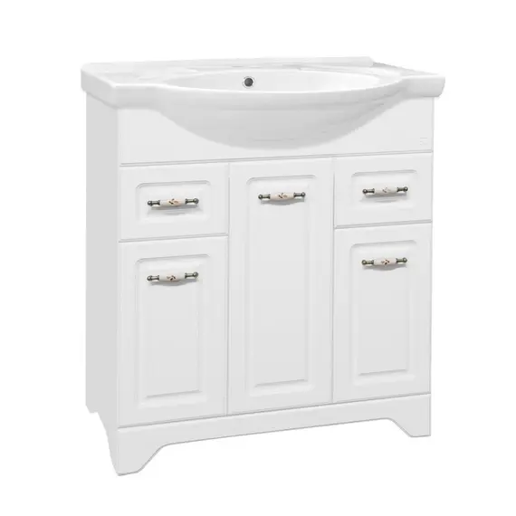 ТУМБА С РАКОВИНОЙ STYLE LINE ОЛЕАНДР-2 75 (2ЯЩ.) ПОД УМЫВАЛЬНИК БАЙКАЛ 75, БЕЛАЯ