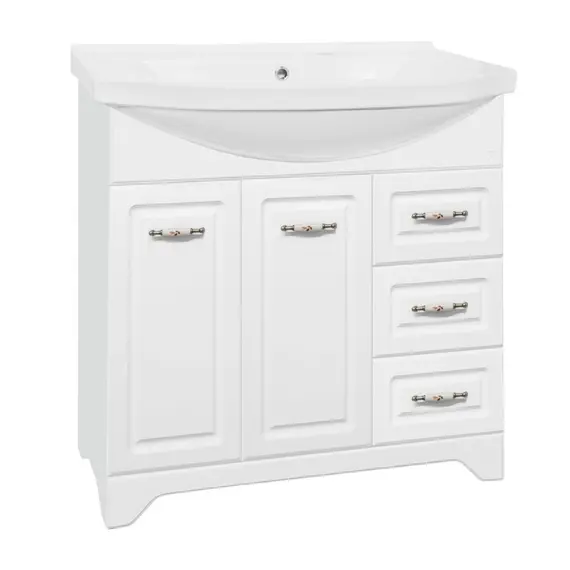 ТУМБА С РАКОВИНОЙ STYLE LINE ОЛЕАНДР-2 90 (3 ЯЩ.) ПОД УМЫВАЛЬНИК ЭЛЬБРУС 90, БЕЛАЯ