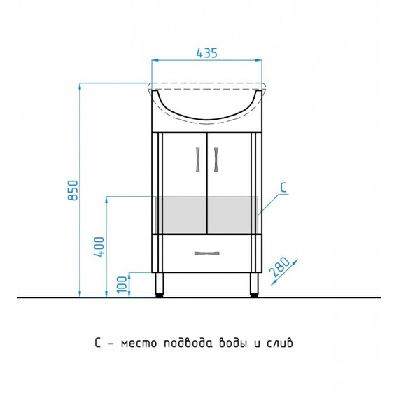 ТУМБА С РАКОВИНОЙ STYLE LINE ЭКО СТАНДАРТ 9/1 Б ПОД УМЫВАЛЬНИК КАННЫ 50