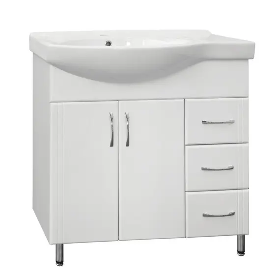 ТУМБА С РАКОВИНОЙ STYLE LINE ЭКО СТАНДАРТ 25 (3 ЯЩ.) ПОД УМЫВАЛЬНИК КОРАЛЛ 82, ПРАВАЯ