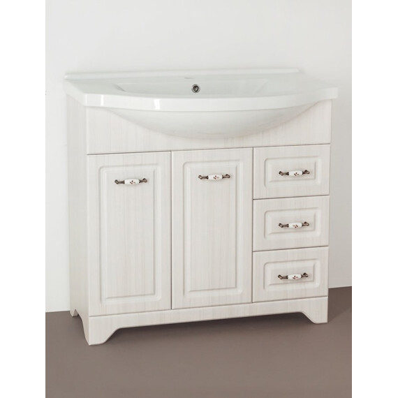 ТУМБА С РАКОВИНОЙ STYLE LINE ОЛЕАНДР-2 90 (3 ЯЩ.) ПОД УМЫВАЛЬНИК ЭЛЬБРУС 90, РЕЛЬЕФ ПАСТЕЛЬ