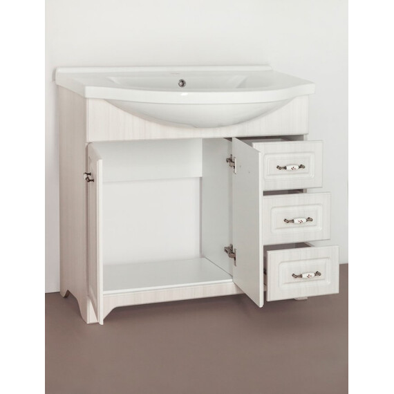 ТУМБА С РАКОВИНОЙ STYLE LINE ОЛЕАНДР-2 90 (3 ЯЩ.) ПОД УМЫВАЛЬНИК ЭЛЬБРУС 90, РЕЛЬЕФ ПАСТЕЛЬ