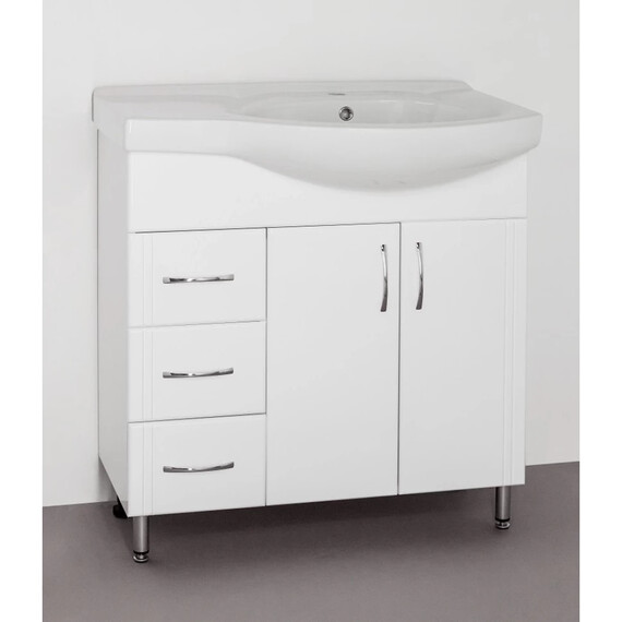 ТУМБА С РАКОВИНОЙ STYLE LINE ЭКО СТАНДАРТ 25 (3 ЯЩ.) ПОД УМЫВАЛЬНИК КОРАЛЛ 82, ЛЕВАЯ