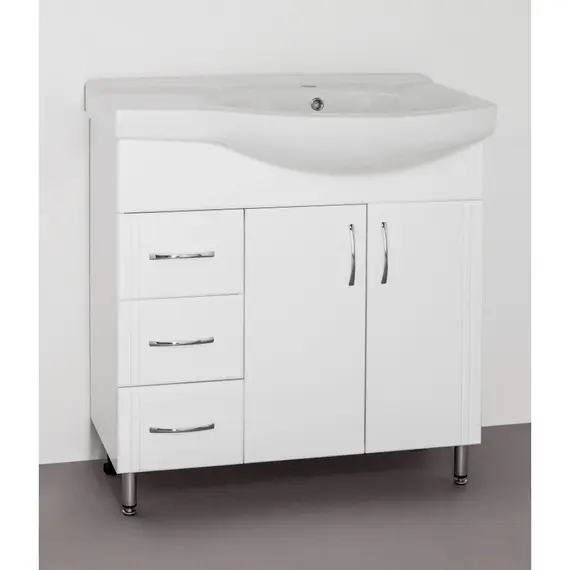 ТУМБА С РАКОВИНОЙ STYLE LINE ЭКО СТАНДАРТ 25 (3 ЯЩ.) ПОД УМЫВАЛЬНИК КОРАЛЛ 82, ЛЕВАЯ