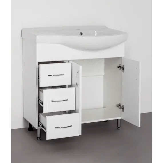 ТУМБА С РАКОВИНОЙ STYLE LINE ЭКО СТАНДАРТ 25 (3 ЯЩ.) ПОД УМЫВАЛЬНИК КОРАЛЛ 82, ЛЕВАЯ