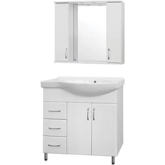 ТУМБА С РАКОВИНОЙ STYLE LINE ЭКО СТАНДАРТ 25 (3 ЯЩ.) ПОД УМЫВАЛЬНИК КОРАЛЛ 82, ЛЕВАЯ