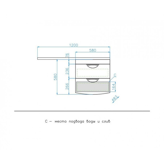 ТУМБА ПОДВЕСНАЯ STYLE LINE "ЖАСМИН 2 60" (2 ЯЩ.), КОСМОС 120, ЛЮКС БЕЛАЯ, PLUS