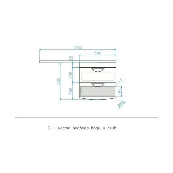 ТУМБА ПОДВЕСНАЯ STYLE LINE "ЖАСМИН 2 60" (2 ЯЩ.), КОСМОС 120, ЛЮКС БЕЛАЯ, PLUS
