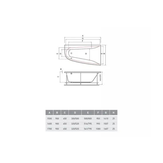 ВАННА АКРИЛОВАЯ VAYER BOOMERANG (EH) 150X90 R