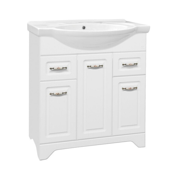 ТУМБА С РАКОВИНОЙ STYLE LINE ОЛЕАНДР-2 75 (2ЯЩ.) ПОД УМЫВАЛЬНИК БАЙКАЛ 75, БЕЛАЯ