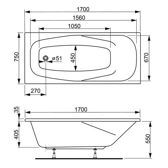 ВАННА АКРИЛОВАЯ VAGNERPLAST ARONIA 170X75