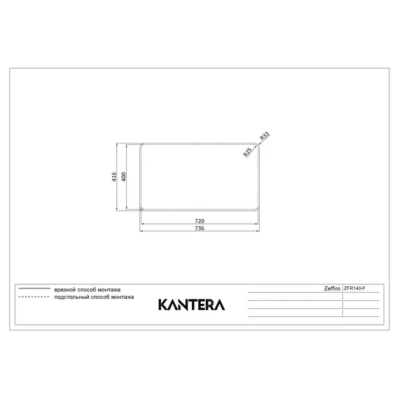 МОЙКА ДЛЯ КУХНИ KANTERA ZEFFIRO ZFR140-F