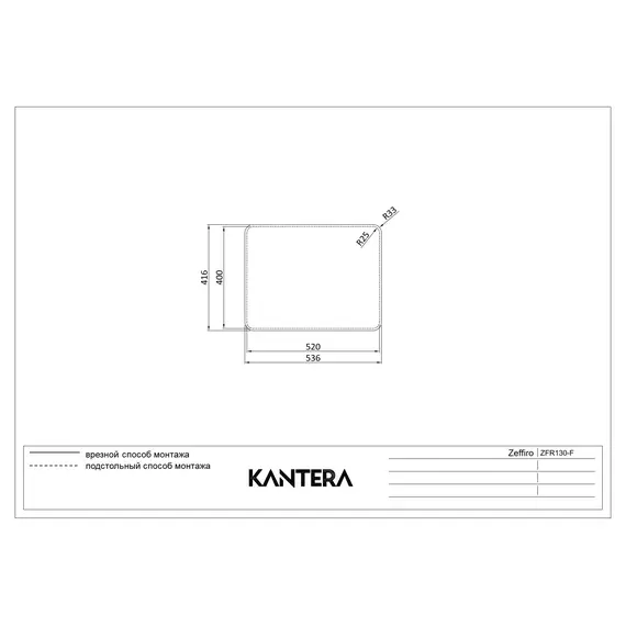 МОЙКА ДЛЯ КУХНИ KANTERA ZEFFIRO ZFR130-F