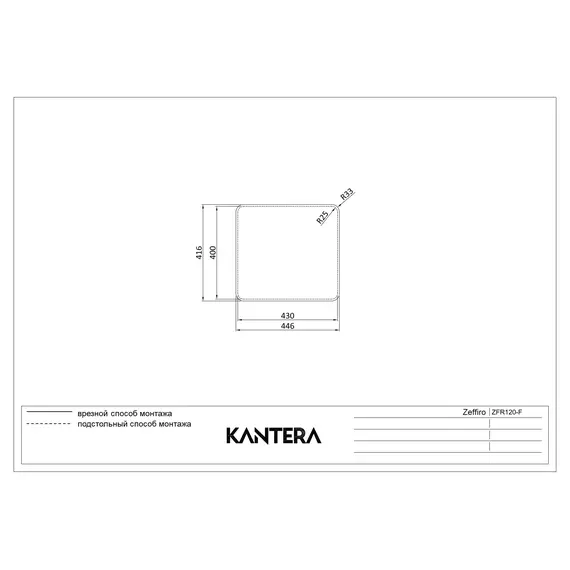 МОЙКА ДЛЯ КУХНИ KANTERA ZEFFIRO ZFR120-F