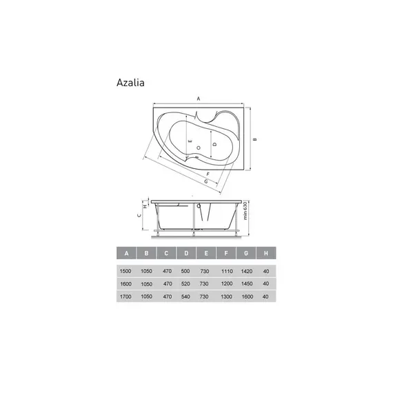 ВАННА АКРИЛОВАЯ VAYER AZALIA R 150X105