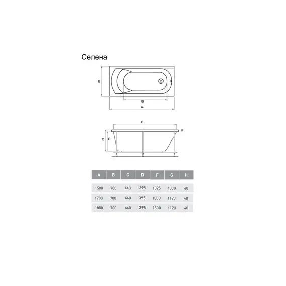 ВАННА RELISAN ECO PLUS СЕЛЕНА 180Х70