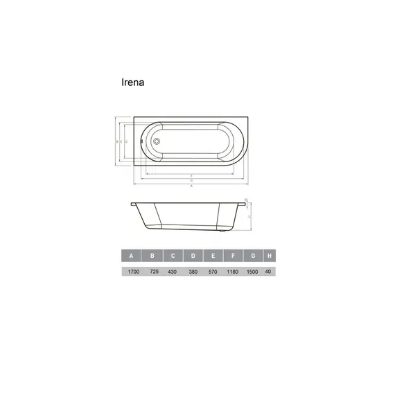 ВАННА АКРИЛОВАЯ VAYER IRENA 170Х72 L
