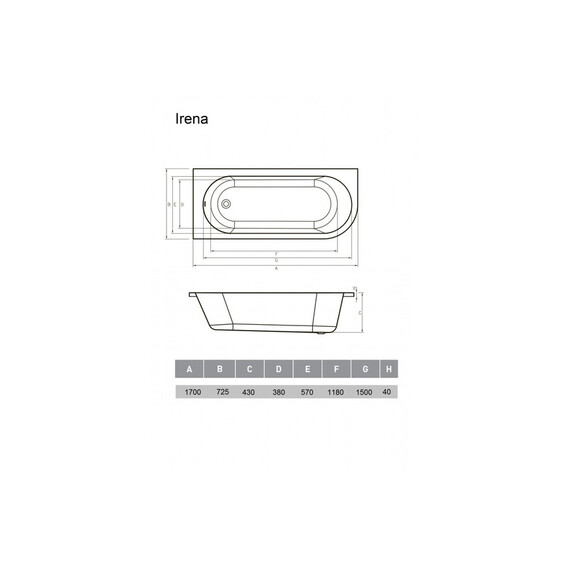 ВАННА АКРИЛОВАЯ VAYER IRENA 170Х72 R