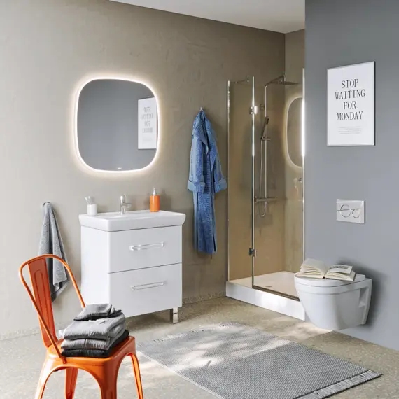 ЗЕРКАЛО AQWELLA AURA СО СВЕТОДИОДНОЙ ПОДСВЕТКОЙ, СЕНСОРНЫМ ВЫКЛЮЧАТЕЛЕМ И РЕГУЛЯТОРОМ ОСВЕЩЕННОСТИ