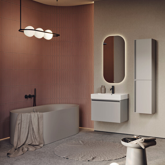 AQWELLA "PURE" ТУМБА ПОД УМЫВАЛЬНИК, ЦВЕТ СЕРЫЙ ТУМАН, PUR0165ST