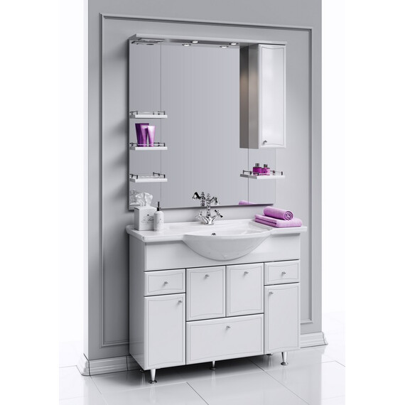 AQWELLA "БАРСЕЛОНА" ПАНЕЛЬ С ЗЕРКАЛОМ,  ШКАФЧИКОМ И ПОДСВЕТКОЙ BA.02.10