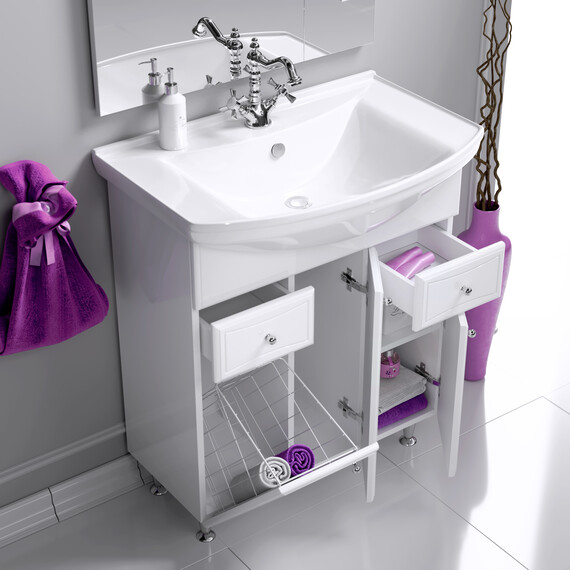 AQWELLA "БАРСЕЛОНА" ТУМБА ПОД УМЫВАЛЬНИК  НА НОЖКАХ C КОРЗИНОЙ BA0107K