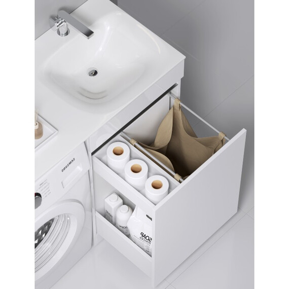 AQWELLA "FORMA" ТУМБА ПОД УМЫВАЛЬНИК С КОРЗИНОЙ СПРАВА, ЦВЕТ БЕЛЫЙ, FOR0105KR