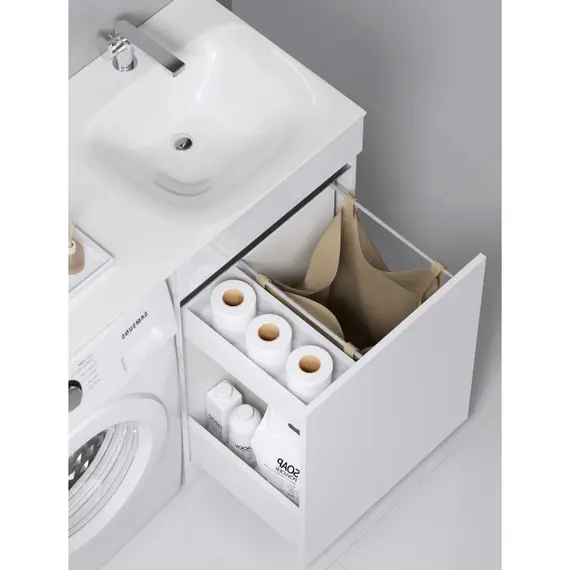 AQWELLA "FORMA" ТУМБА ПОД УМЫВАЛЬНИК С КОРЗИНОЙ СПРАВА, ЦВЕТ БЕЛЫЙ, FOR0105KR