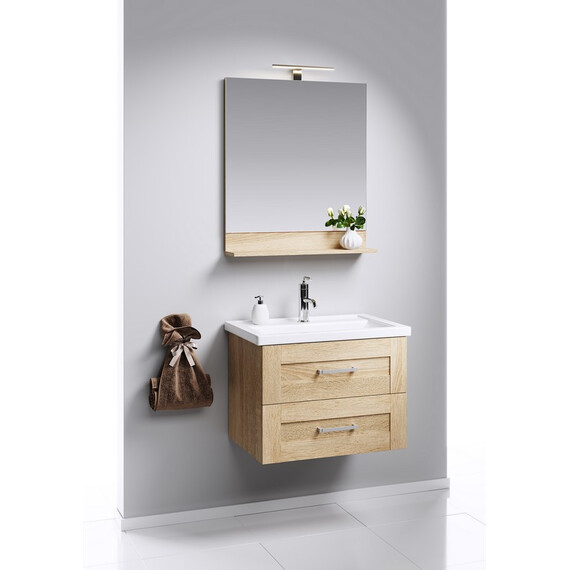 AQWELLA "ФОСТЕР" ПАНЕЛЬ С ЗЕРКАЛОМ И СВЕТИЛЬНИКОМ, ЦВЕТ ДУБ СОНОМА, FOS0207DS