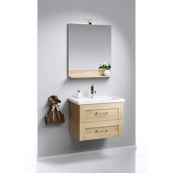 AQWELLA "ФОСТЕР" ПАНЕЛЬ С ЗЕРКАЛОМ И СВЕТИЛЬНИКОМ, ЦВЕТ ДУБ СОНОМА, FOS0207DS