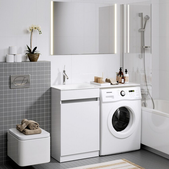 AQWELLA "FORMA" ТУМБА ПОД УМЫВАЛЬНИК С КОРЗИНОЙ СПРАВА, ЦВЕТ БЕЛЫЙ, FOR0105KR