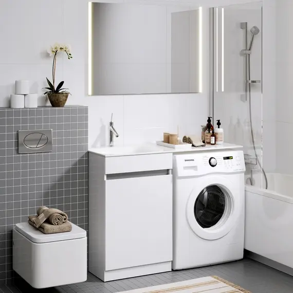 AQWELLA "FORMA" ТУМБА ПОД УМЫВАЛЬНИК С КОРЗИНОЙ СПРАВА, ЦВЕТ БЕЛЫЙ, FOR0105KR