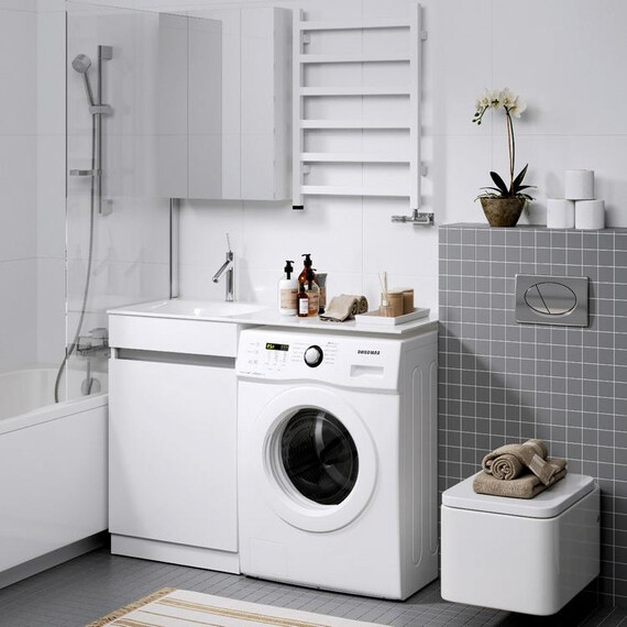 AQWELLA "FORMA" ТУМБА ПОД УМЫВАЛЬНИК С КОРЗИНОЙ СЛЕВА, ЦВЕТ БЕЛЫЙ, FOR0105KL