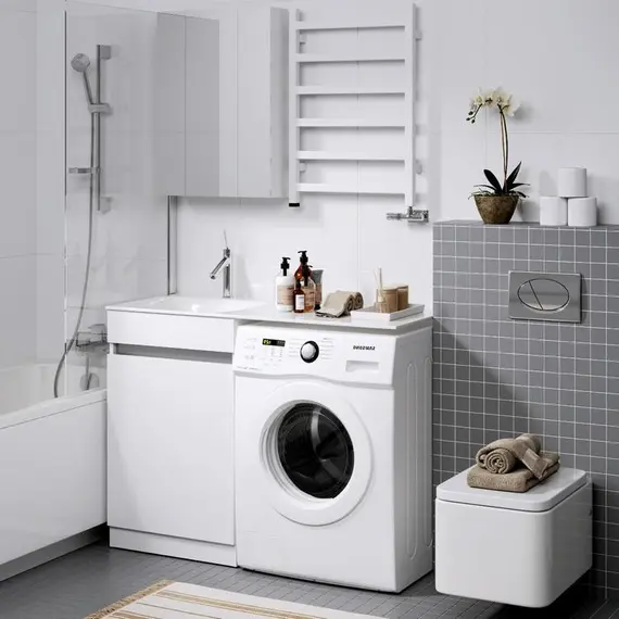 AQWELLA "FORMA" ТУМБА ПОД УМЫВАЛЬНИК С КОРЗИНОЙ СЛЕВА, ЦВЕТ БЕЛЫЙ, FOR0105KL