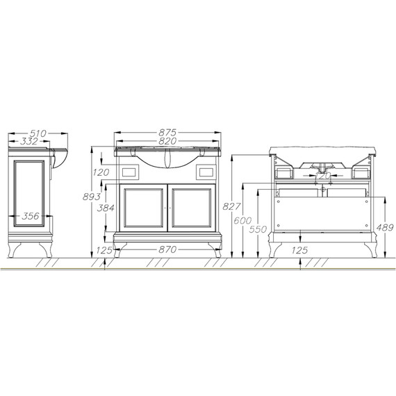 ТУМБА OPADIRIS БОРДЖИ 85, СЛОНОВАЯ КОСТЬ (РАКОВИНА SANTEK СЕНЕЖ 87)