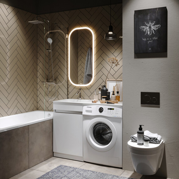 ЗЕРКАЛО AQWELLA СО СВЕТОДИОДНОЙ ПОДСВЕТКОЙ, СЕНСОРНЫМ ВЫКЛЮЧАТЕЛЕМ И РЕГУЛЯТОРОМ ОСВЕЩЕННОСТИ