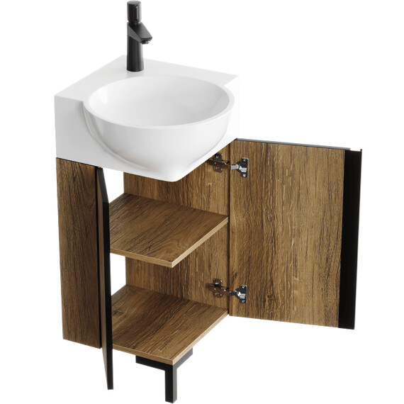 AQWELLA "PORTO" ТУМБА УГЛОВАЯ ПОД УМЫВАЛЬНИК, ЦВЕТ ДУБ БАЛТИЙСКИЙ, POR0104DB