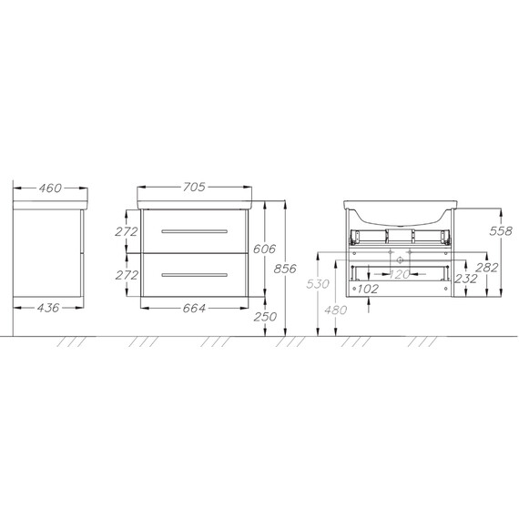 ТУМБА OPADIRIS АРАБЕСКО 70, БЕЛЫЙ (РАКОВИНА KIROVIT ФОСТЕР 70)