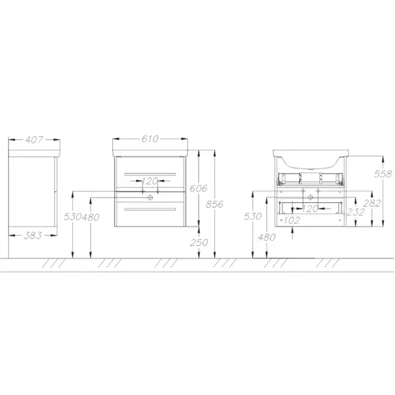 ТУМБА OPADIRIS АРАБЕСКО 60, БЕЛЫЙ (РАКОВИНА KIROVIT ФОСТЕР 60)