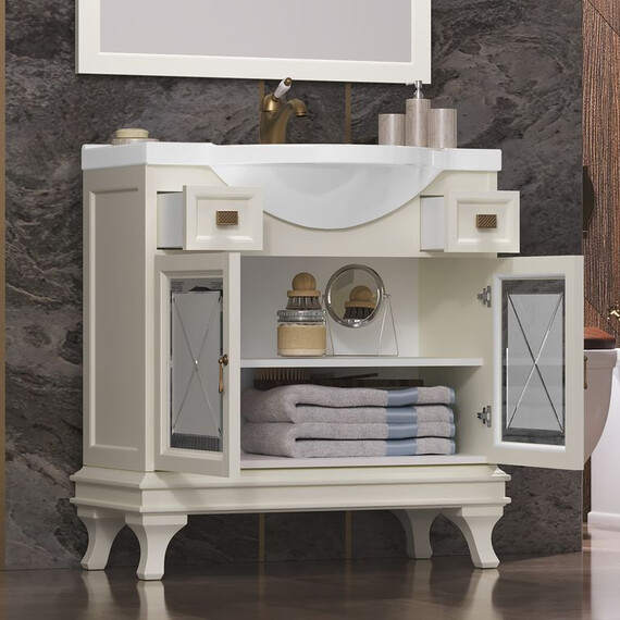 ТУМБА OPADIRIS БОРДЖИ 85, СЛОНОВАЯ КОСТЬ (РАКОВИНА SANTEK СЕНЕЖ 87)