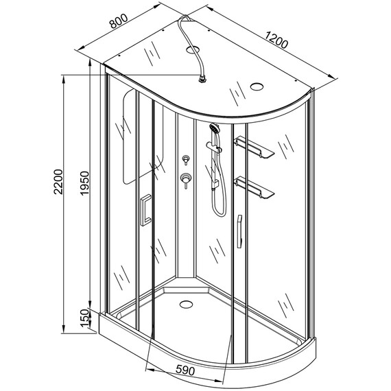 ДУШЕВАЯ КАБИНА AVACAN A102 L LED С ГИДРОМАССАЖЕМ