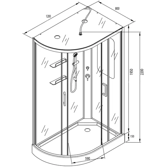 ДУШЕВАЯ КАБИНА AVACAN A102 R LED С КНОПКОЙ