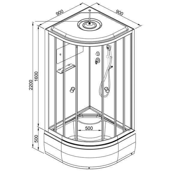ДУШЕВАЯ КАБИНА AVACAN B90S BLACK