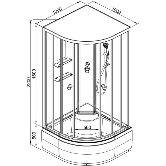 ДУШЕВАЯ КАБИНА AVACAN BМ4510 N С ГИДРОМАССАЖЕМ BLACK