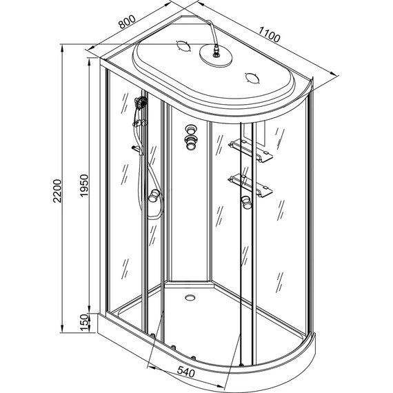 ДУШЕВАЯ КАБИНА AVACAN EM 1511 L С ГИДРОМАССАЖЕМ