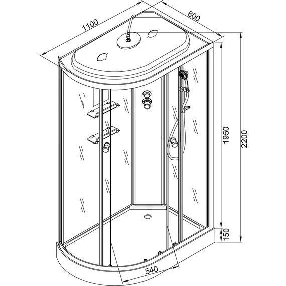 ДУШЕВАЯ КАБИНА AVACAN EM1511 R LED С ГИДРОМАССАЖЕМ