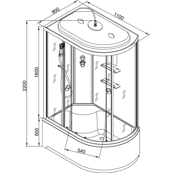 ДУШЕВАЯ КАБИНА AVACAN EM 4511 L С ГИДРОМАССАЖЕМ