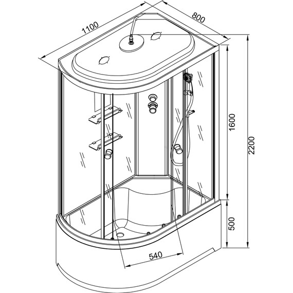 ДУШЕВАЯ КАБИНА AVACAN EM4511 R LED С ГИДРОМАССАЖЕМ