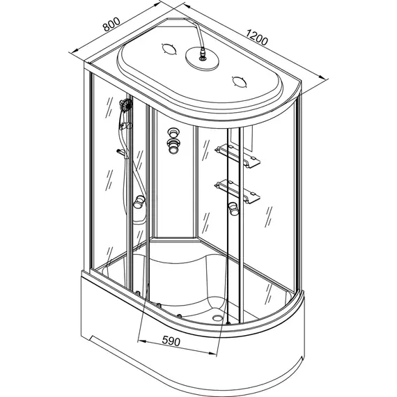 ДУШЕВАЯ КАБИНА AVACAN EM4512 L LED С ГИДРОМАССАЖЕМ
